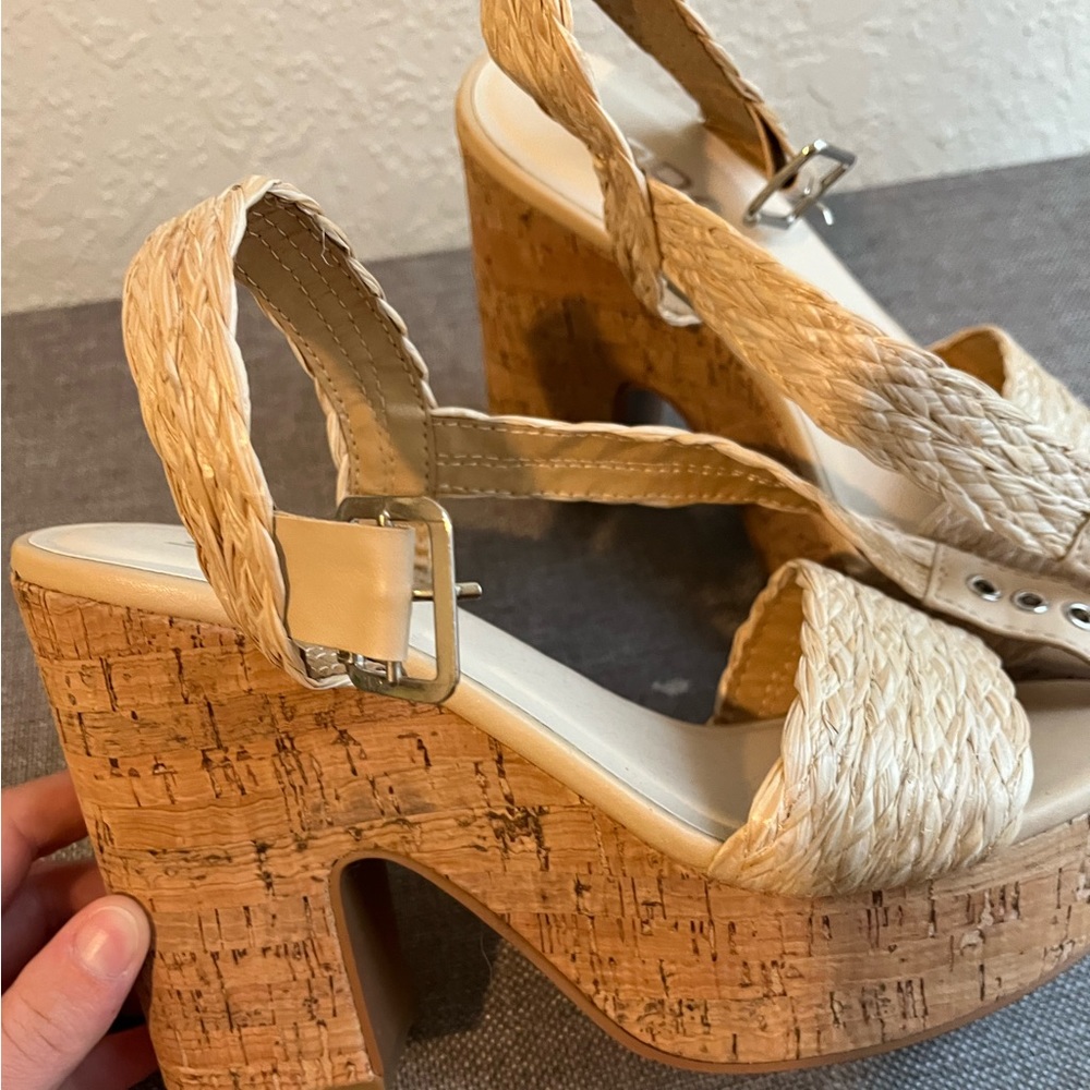 Never worn Soda brand cork wide heel